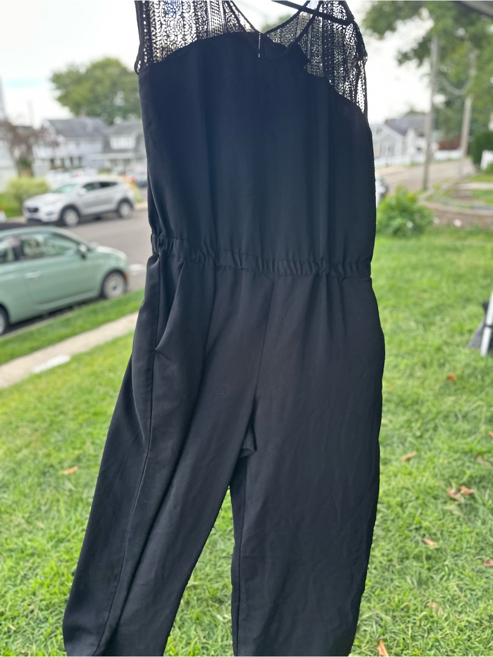 Mossimo Supply Co. Black Lace-Trim Jumpsuit